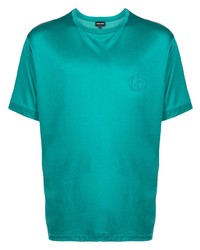 T-shirt girocollo ricamata verde di Giorgio Armani