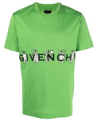 T-shirt girocollo ricamata verde di Givenchy
