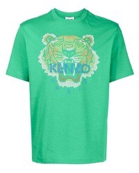 T-shirt girocollo ricamata verde di Kenzo
