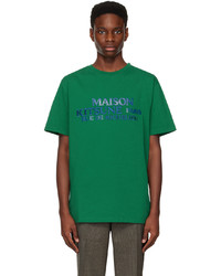 T-shirt girocollo ricamata verde di MAISON KITSUNÉ