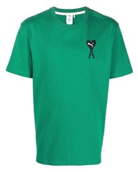 T-shirt girocollo ricamata verde di Puma