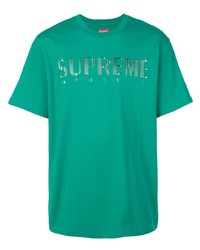 T-shirt girocollo ricamata verde di Supreme