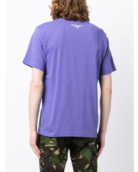 T-shirt girocollo ricamata viola chiaro di AAPE BY A BATHING APE