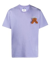 T-shirt girocollo ricamata viola chiaro di Doublet