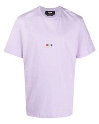 T-shirt girocollo ricamata viola chiaro di MSGM