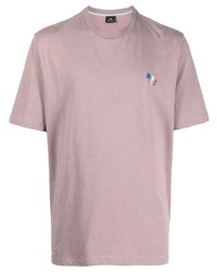 T-shirt girocollo ricamata viola chiaro di PS Paul Smith