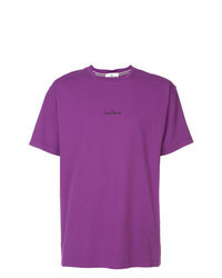 T-shirt girocollo ricamata viola melanzana