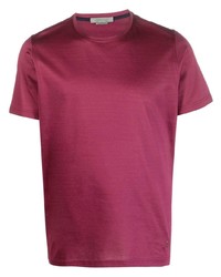 T-shirt girocollo ricamata viola melanzana di Corneliani
