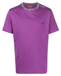 T-shirt girocollo ricamata viola melanzana di Missoni