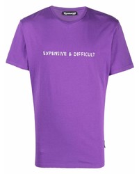 T-shirt girocollo ricamata viola melanzana di Nasaseasons