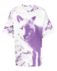 T-shirt girocollo ricamata viola melanzana di Oamc