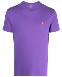 T-shirt girocollo ricamata viola melanzana di Polo Ralph Lauren