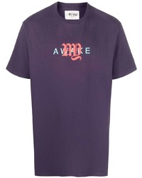 T-shirt girocollo ricamata viola di Awake NY