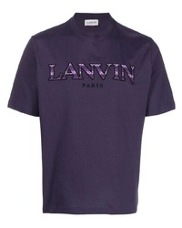 T-shirt girocollo ricamata viola di Lanvin