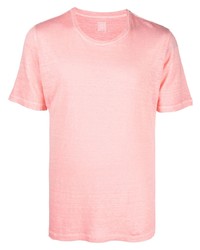 T-shirt girocollo rosa di 120% Lino