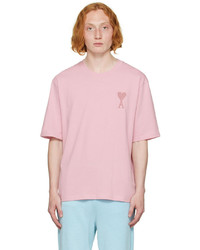 T-shirt girocollo rosa di AMI Alexandre Mattiussi