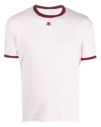 T-shirt girocollo rosa di Courrèges