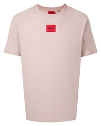 T-shirt girocollo rosa di Hugo