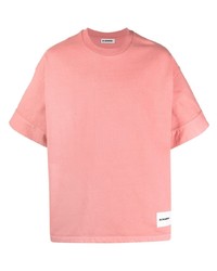 T-shirt girocollo rosa di Jil Sander