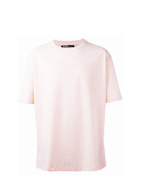 T-shirt girocollo rosa di Raf Simons