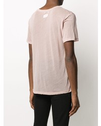 T-shirt girocollo rosa di Saint Laurent