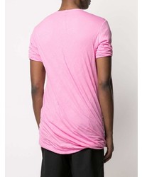 T-shirt girocollo rosa di Rick Owens