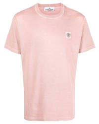 T-shirt girocollo rosa di Stone Island