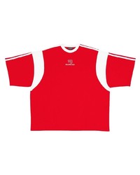 T-shirt girocollo rossa e bianca di Balenciaga