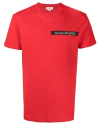 T-shirt girocollo rossa di Alexander McQueen