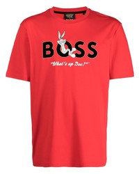 T-shirt girocollo rossa di BOSS