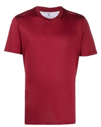 T-shirt girocollo rossa di Brunello Cucinelli
