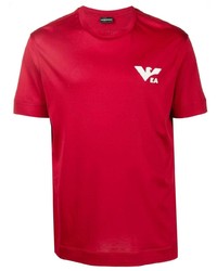 T-shirt girocollo rossa di Emporio Armani