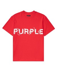 T-shirt girocollo rossa di purple brand