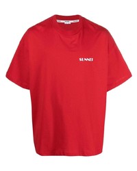T-shirt girocollo rossa di Sunnei