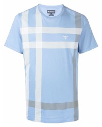 T-shirt girocollo scozzese azzurra