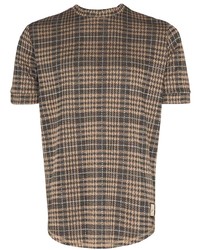 T-shirt girocollo scozzese marrone