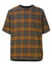 T-shirt girocollo scozzese multicolore di Sacai