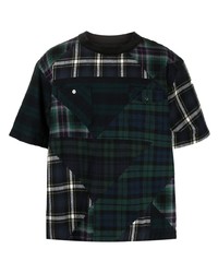 T-shirt girocollo scozzese verde scuro di Sacai