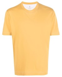 T-shirt girocollo senape di Brunello Cucinelli