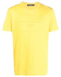 T-shirt girocollo senape di Dolce & Gabbana