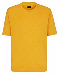 T-shirt girocollo senape di Fendi