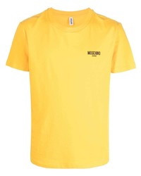 T-shirt girocollo senape di Moschino