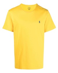 T-shirt girocollo senape di Polo Ralph Lauren