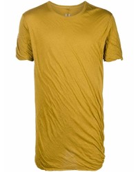 T-shirt girocollo senape di Rick Owens