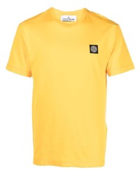T-shirt girocollo senape di Stone Island