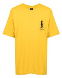 T-shirt girocollo senape di Stussy