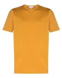 T-shirt girocollo senape di Sunspel