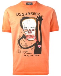 T-shirt girocollo stampata arancione