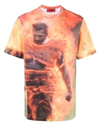 T-shirt girocollo stampata arancione di 424