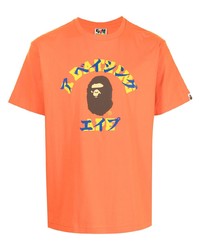 T-shirt girocollo stampata arancione di A Bathing Ape